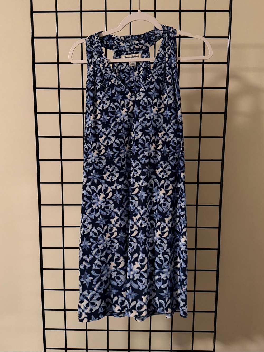 Tommy Bahama Navy and Light Blue Floral Sleeveless Dress
